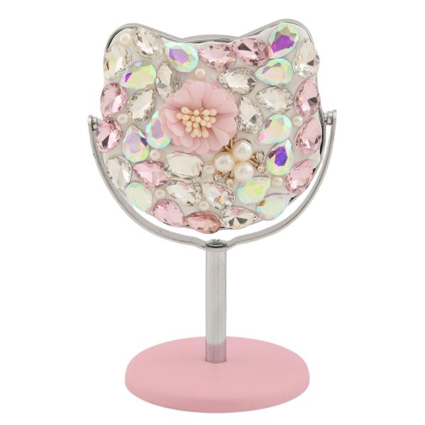 RHINESTONE FLOWER KITTY MIRROR