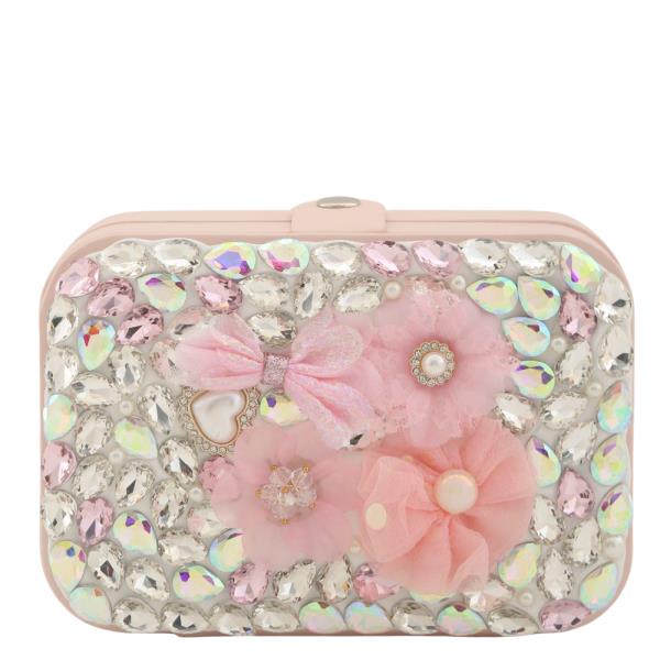 FLOWER JEWELRY ACCESSORIES ORGANIZER BLING ZIPPER CASE