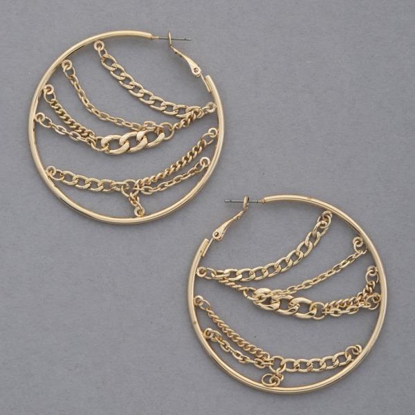 SECRET BOX 14K GOLD CHAIN HOOP EARRING