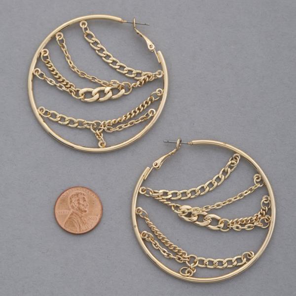 SECRET BOX 14K GOLD CHAIN HOOP EARRING