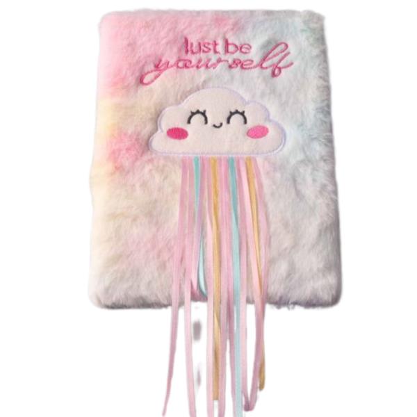 JUST BE YOURSELF RAIN CLOUD WITH STREAMERS PLUSH NOTEBOOK