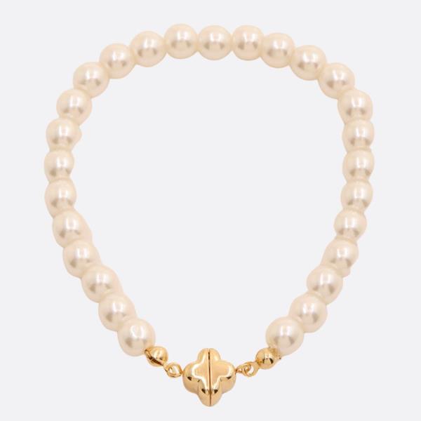 SODAJO CLOVER PEARL BEAD MAGNETIC GOLD DIPPED BRACELET