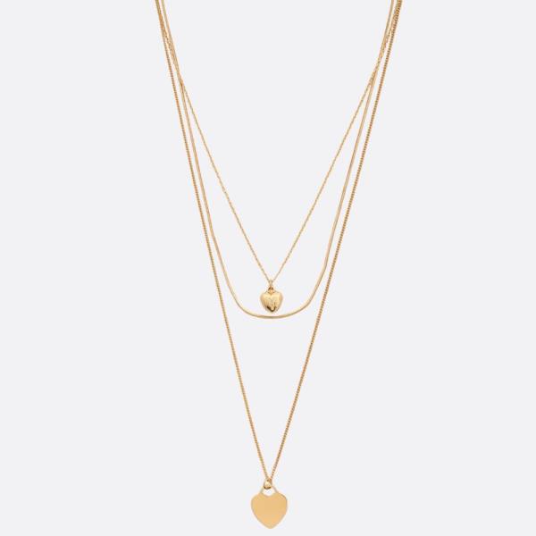 SODAJO HEART PENDANT LAYERED GOLD DIPPED NECKLACE