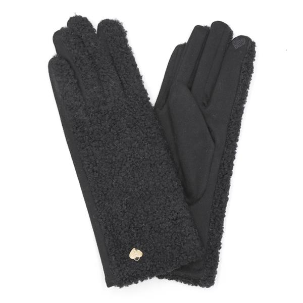 HEART DETAILED FLEECE SMART TOUCH GLOVES