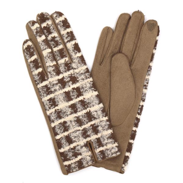 FUZZY CHECK PLAID SMART TOUCH GLOVES