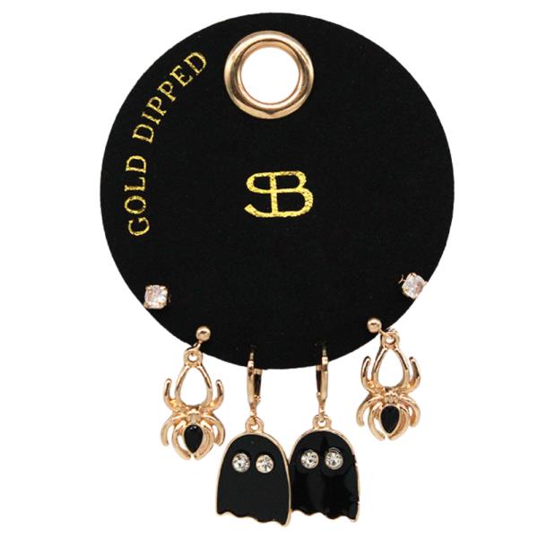 SECRET BOX 14K GOLD DIPPED MULTI PACK GHOST  EARRING