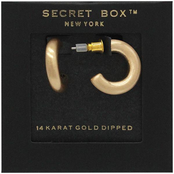 SECRET BOX 14K GOLD DIPPED BRUSHED HOOP LARGE