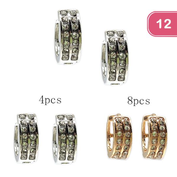 HUGGIE RHINESTONE HOOP EARRING (12 UNITS)