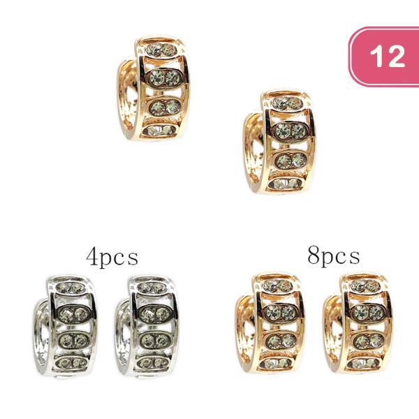 HUGGIE RHINESTONE HOOP EARRING (12 UNITS)