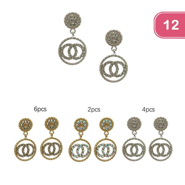 RHINESTONE DANGLE EARRINGS (12 UNITS)