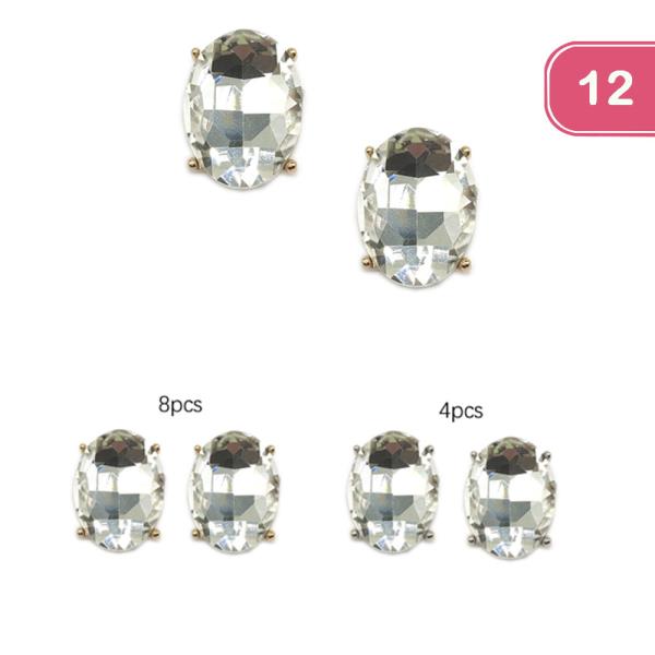 CLEAR STUD EARRINGS (12 UNITS)