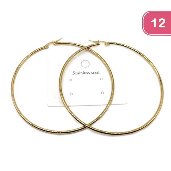 STAINLESS STEEL HOOP EARRINGS (12 UNITS)