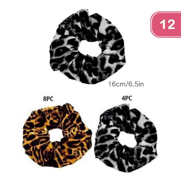 VELVET PRINT HAIR SCRUNCHIES (12 UNITS)