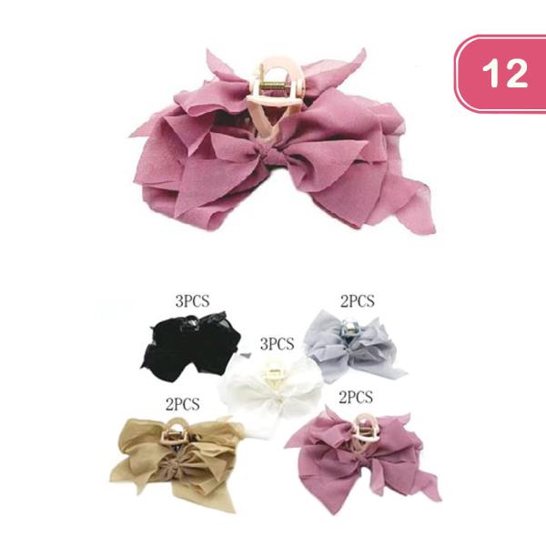 BOW HAIR CLAW CLIPS (12 UNITS)