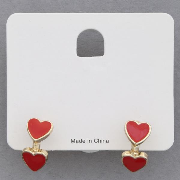 DOUBLE HEART HUGGIE EARRING