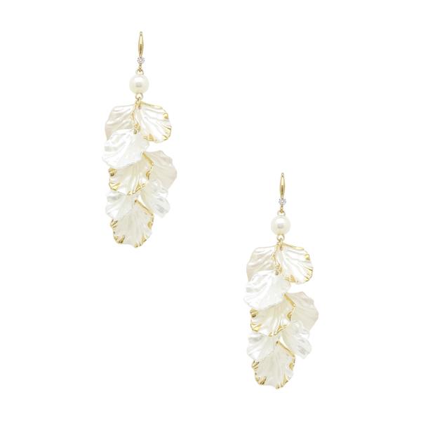 PEARL WHITE TEXTURED CLUSTER DANGLE EARRING