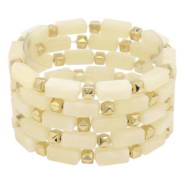 RECTANGULAR BEADED STRETCH 5 PC BRACELET