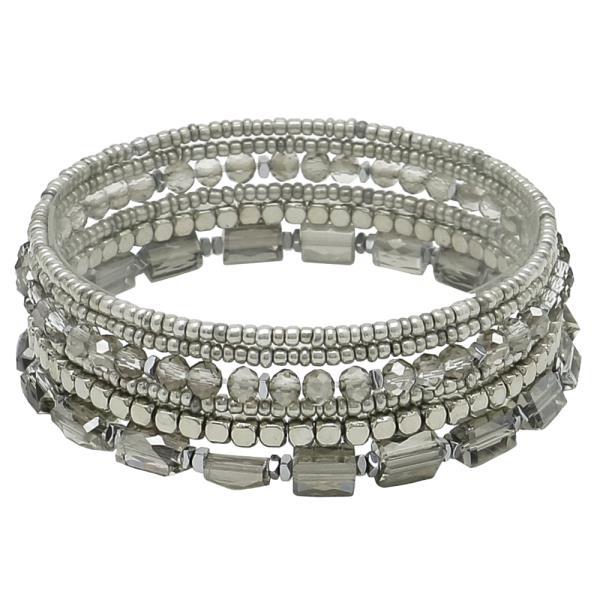 BEADED CRYSTAL STRETCH 6 PC BRACELET