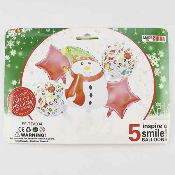 5PC CHRISTMAS BALLOONS SET AIR OR HELIUM