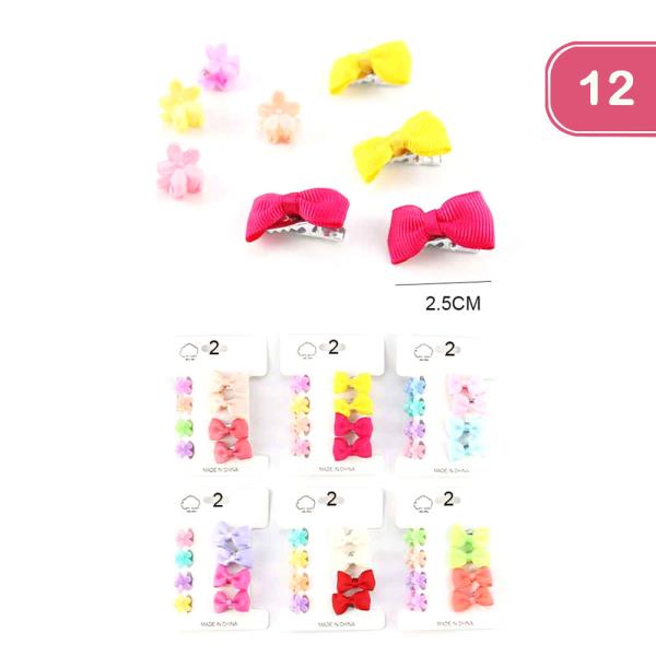 MINI CLAW CLIPS HAIR BOW PIN SET (12 UNITS)