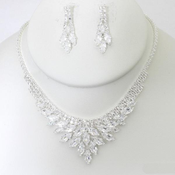 RHINESTONE NECKLACE EARRING SET