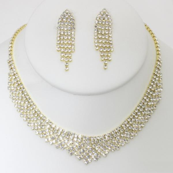 RHINESTONE NECKLACE EARRING SET