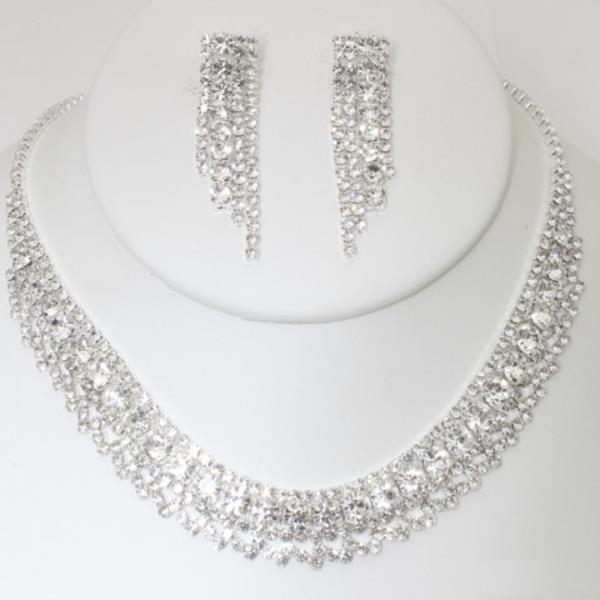 RHINESTONE NECKLACE EARRING SET