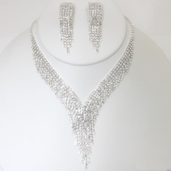 RHINESTONE NECKLACE EARRING SET