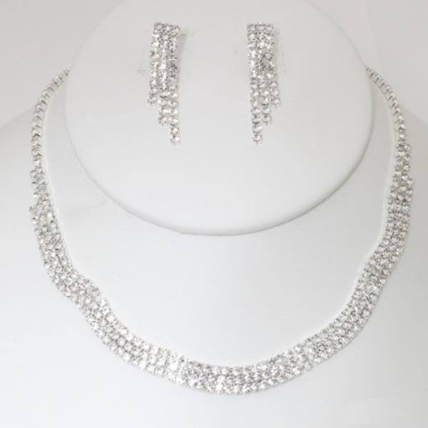 RHINESTONE NECKLACE EARRING SET