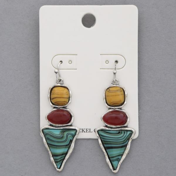 MULTI SHAPE BEADED DANGLE EARRING