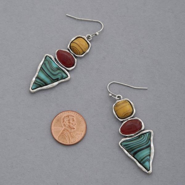 MULTI SHAPE BEADED DANGLE EARRING