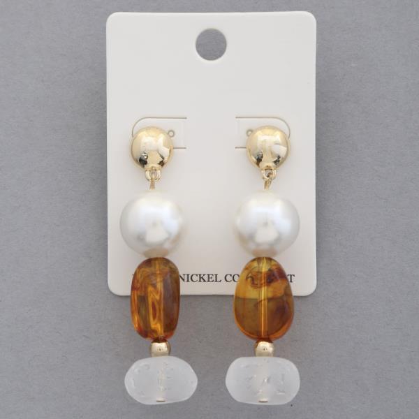 PEARL BALL BEAD DANGLE EARRING