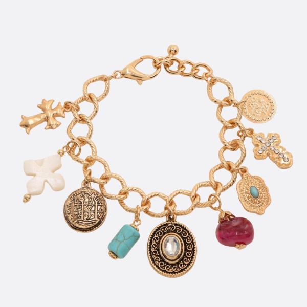 MULTI CHARM WESTERN STYLE METAL BRACELET