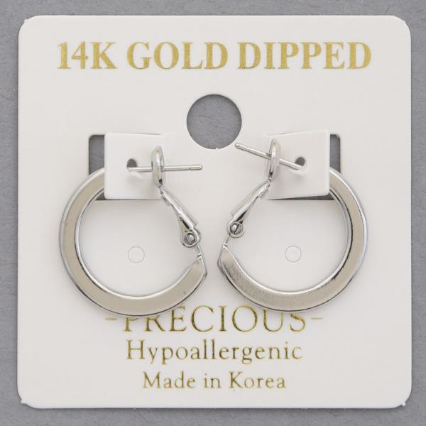 14K GOLD DIPPED FLAT METAL HOOP EARRING