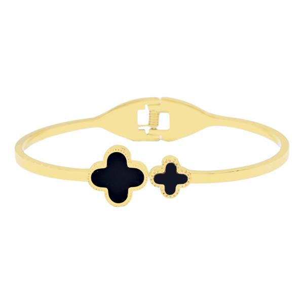 CLOVER STAINLESS STEEL HINGED BANGLE BRACELET