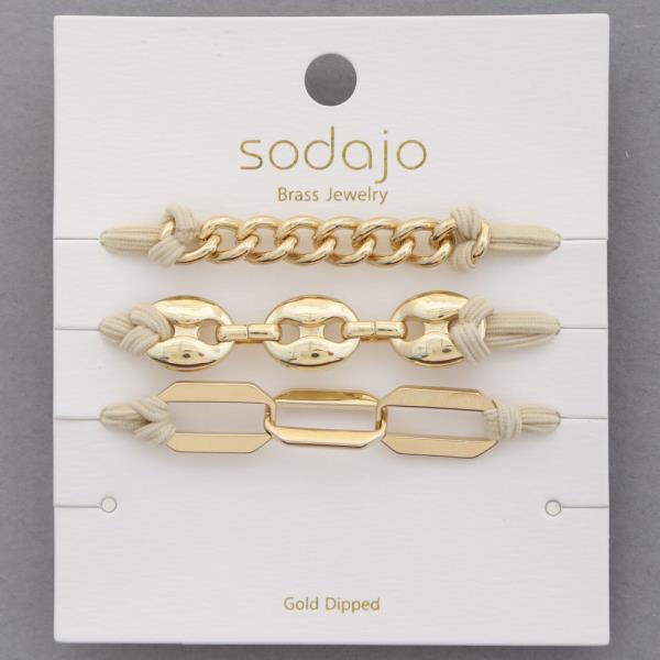 SODAJO CURB LINK GOLD DIPPED ASSORTED HAIR TIE