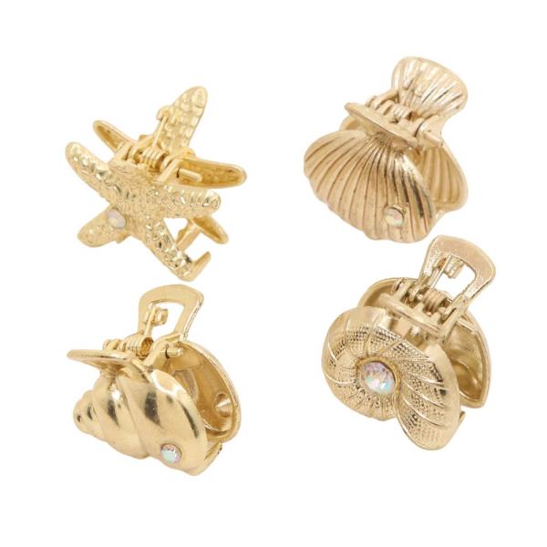 SODAJO SEA LIFE ASSORTED GOLD DIPPED CLAW HAIR CLIP SET