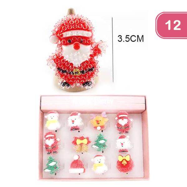 SANTA LIGHT UP RING (12 UNITS)