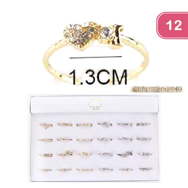 BOW RHINESTONE RING (12 UNITS)