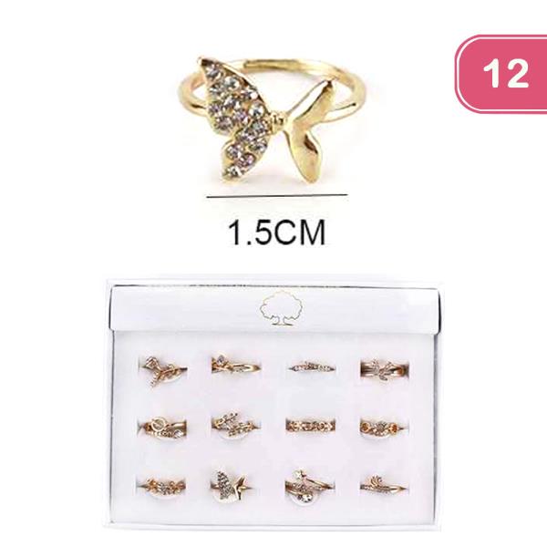 RHINESTONE BUTTERFLY RING (12 UNITS)