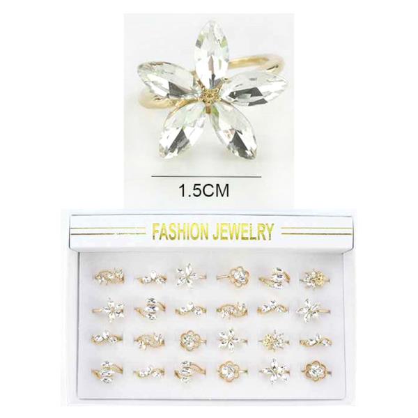 FLOWER RHINESTONE RING (24 UNITS)