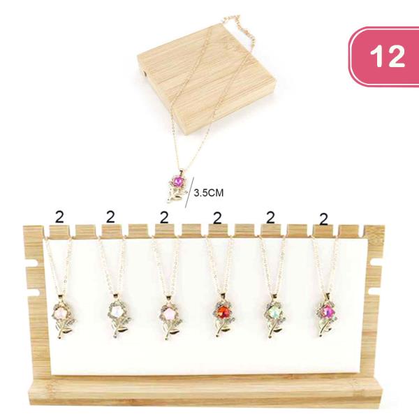 ROSE PENDANT NECKLACE (12 UNITS)