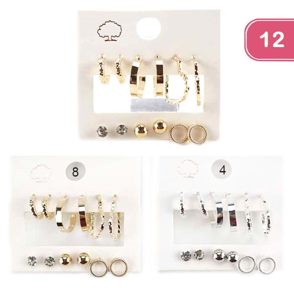 ASSORTED HOOP AND STUD EARRING (12 UNITS)