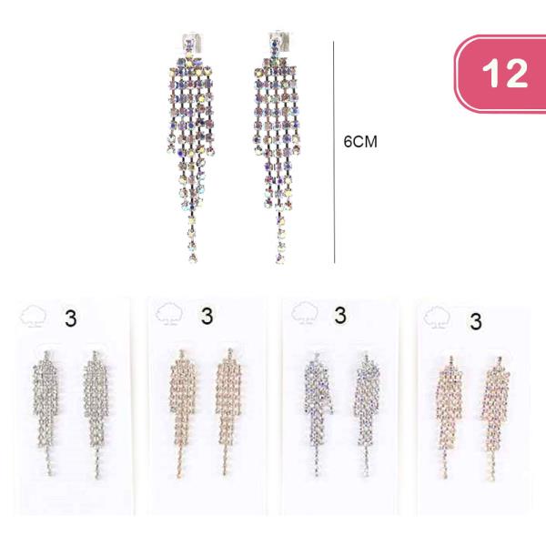 RHINESTONE TASSEL DANGLE EARRINGS (12 UNITS)