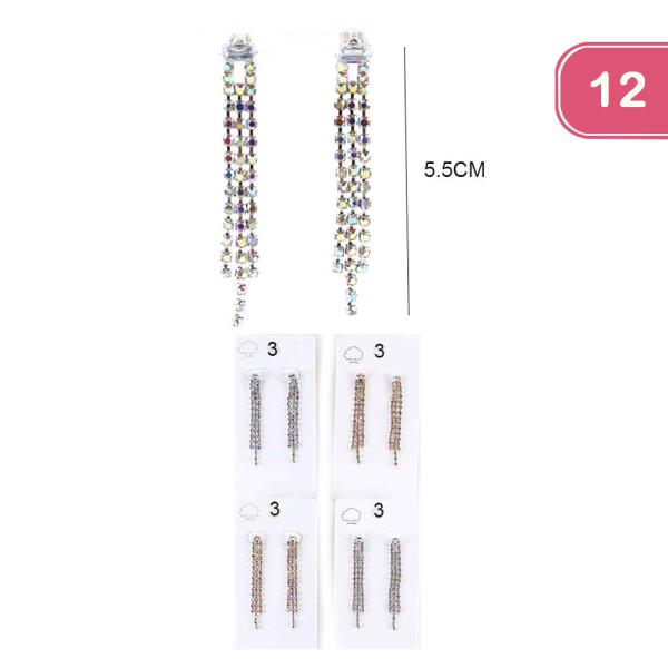 RHINESTONE TASSEL DANGLE EARRINGS (12 UNITS)