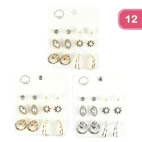 6 PAIR MIXED EARRING SET (12 UNITS)