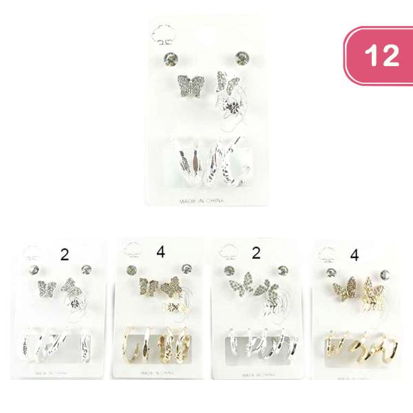 HOOP STUD AND EAR CUFF EARRING SET (12 UNITS)