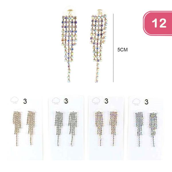 RHINESTONE TASSEL EARRING (12 UNITS)