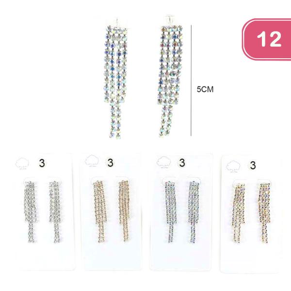 RHINESTONE TASSEL EARRING (12 UNITS)