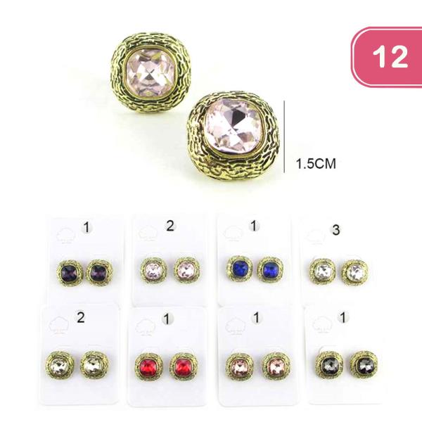 RHINESTONE STUD EARRING (12 UNITS)